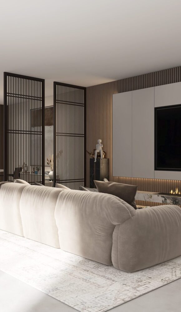 RENDEZ VOUS DES SAVEURS_SALON DOS CANAPE Canapé beige dans un espace moderne, rendez-vous des saveurs